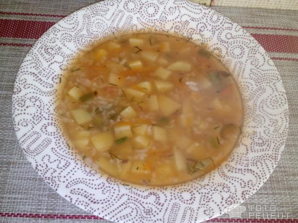 Овощной, томатный суп с рисом фото
