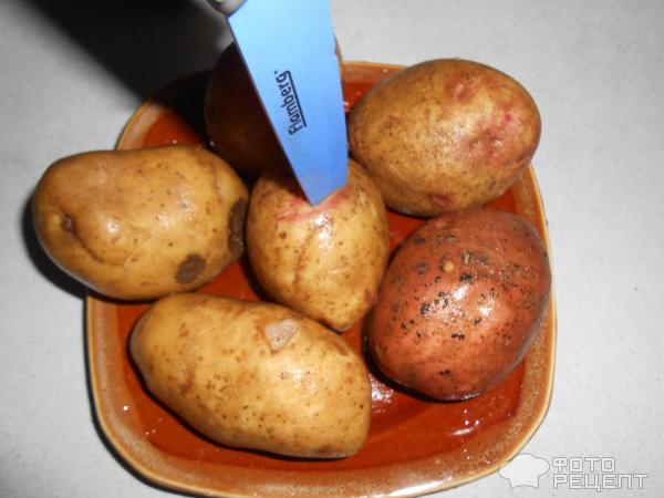 Полосатая картошка в мундире в микроволновке