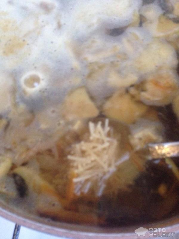 Суп-лапша с белыми грибами фото
