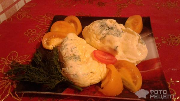 Омлет с сыром, томатами и зеленью вареный в пакете фото