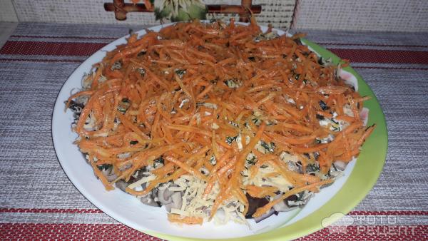 Салат из корейской морковки и грибов фото