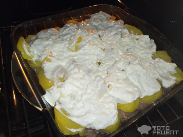 Кусочки мяса с картошкой в духовке фото