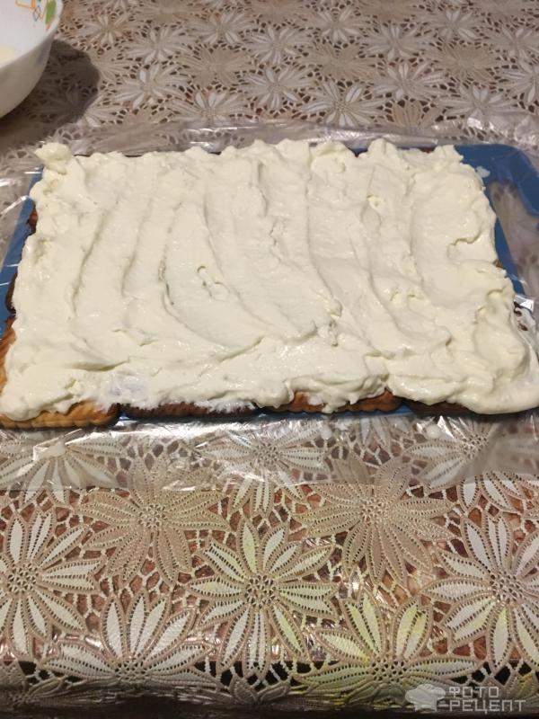 Торт из печенья с творожным кремом фото