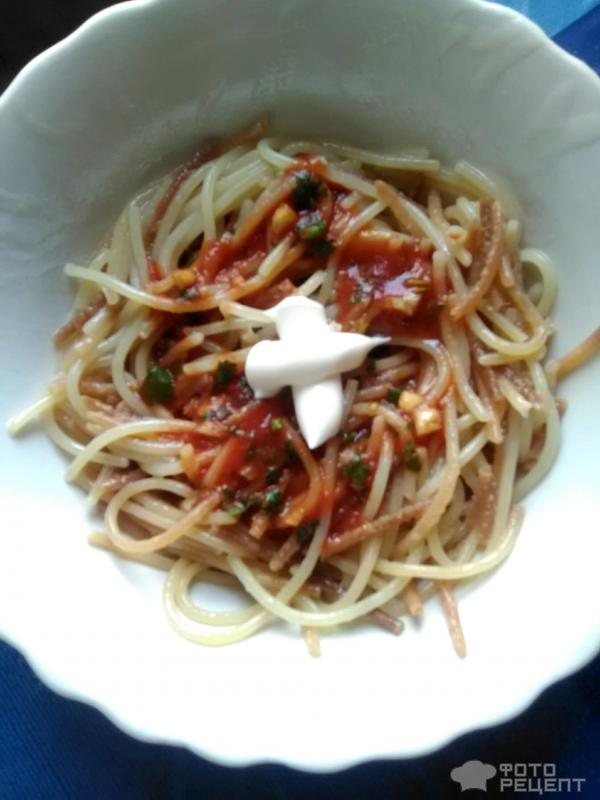 Спагети с подливкой фото