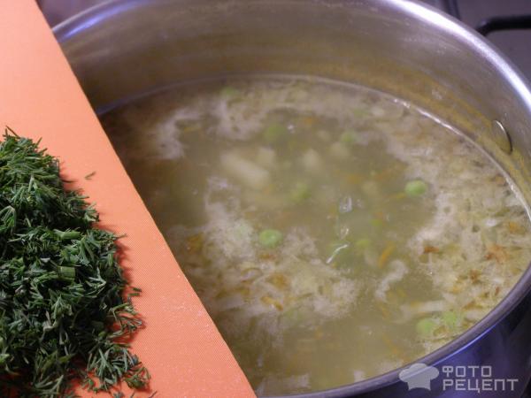Зеленый суп-пюре из замороженного горошка фото