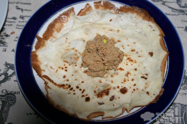 Блинные мешочки с начинкой из печеночного паштета