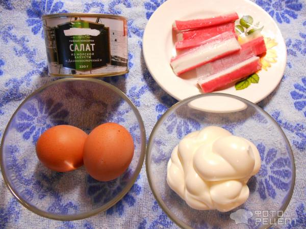 Салат морская капуста, яйцо, крабовые палочки Минутка фото