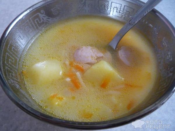 Овощной суп с сосисками фото