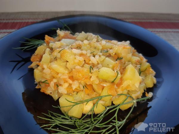 Овощное рагу с кабачком и рисом фото