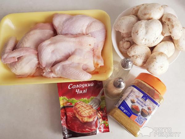 Курица запеченная с грибами фото