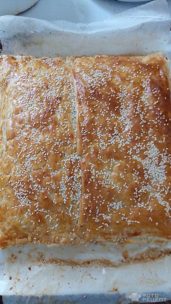 Рецепт Мясной пирог из слоеного теста фото