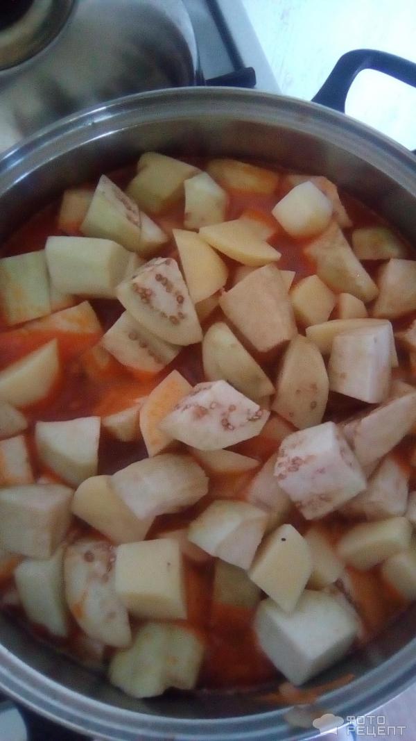 Мясной суп с баклажанами фото
