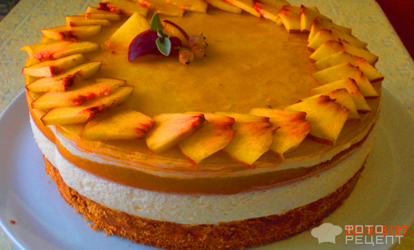 Вкуснейший персиковый муссовый торт фото