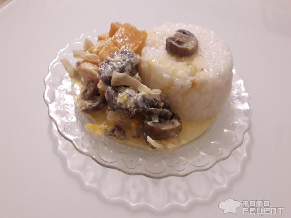 Тыква с грибами в сметанном соусе фото