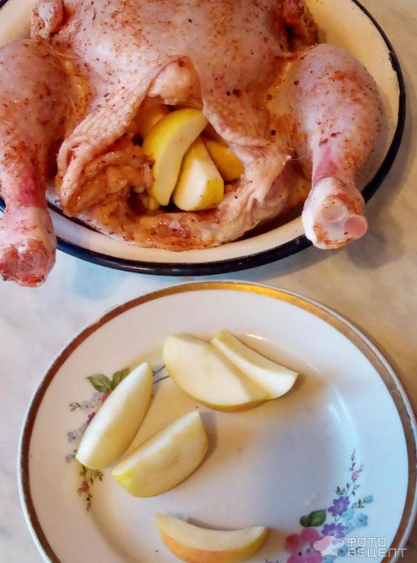 Курица с яблоками и приправой фото