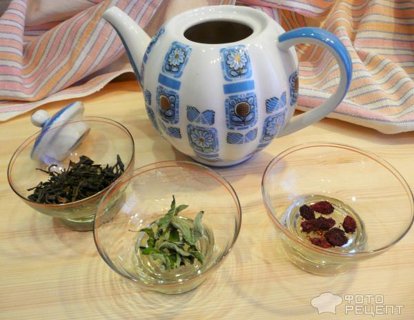 Чай с земляникой и мятой фото