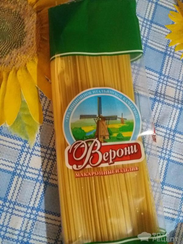 Тушеное филе со спагетти фото