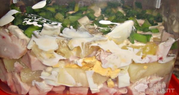 Салат с копченой куриной грудкой фото