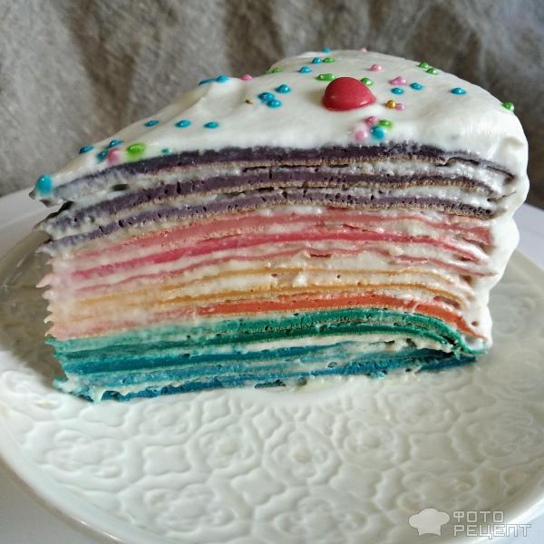Блинный торт Радуга фото