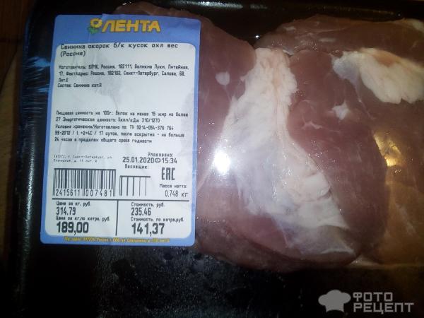 Рецепт: Жареный свиной окорок - Свиной окорок жареный на сковороде