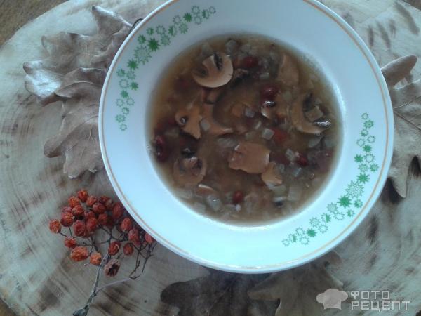 Суп с грибами и фасолью фото