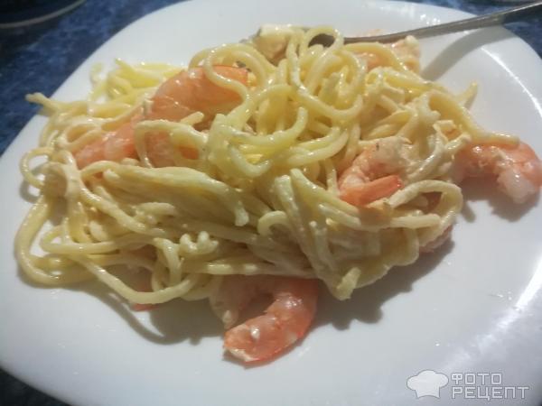 Спагетти с креветками и майонезом фото