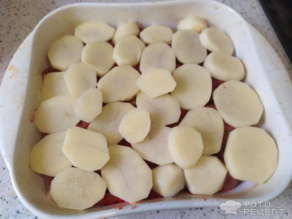 Картофель запеченый со свининой фото
