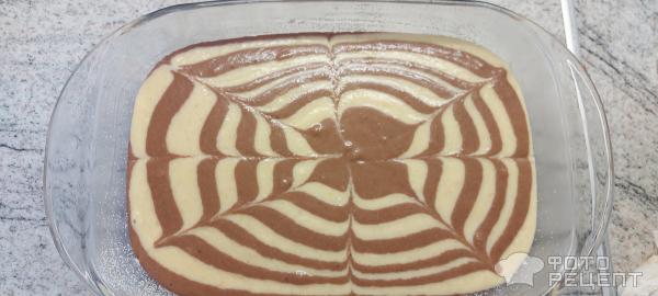 Пирог манник-зебра на кефире фото