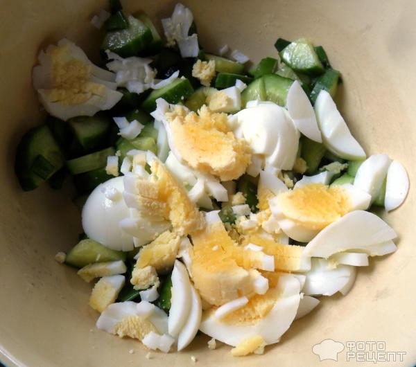 Салат из яйца и огурца с зеленым луком фото