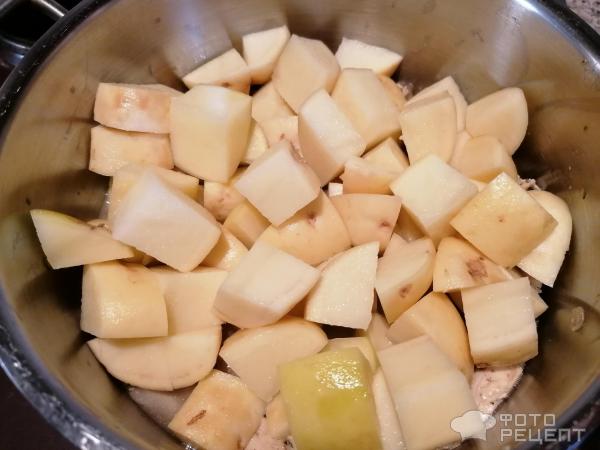 Куриная грудка с лесными грибами и картофелем в сливках фото