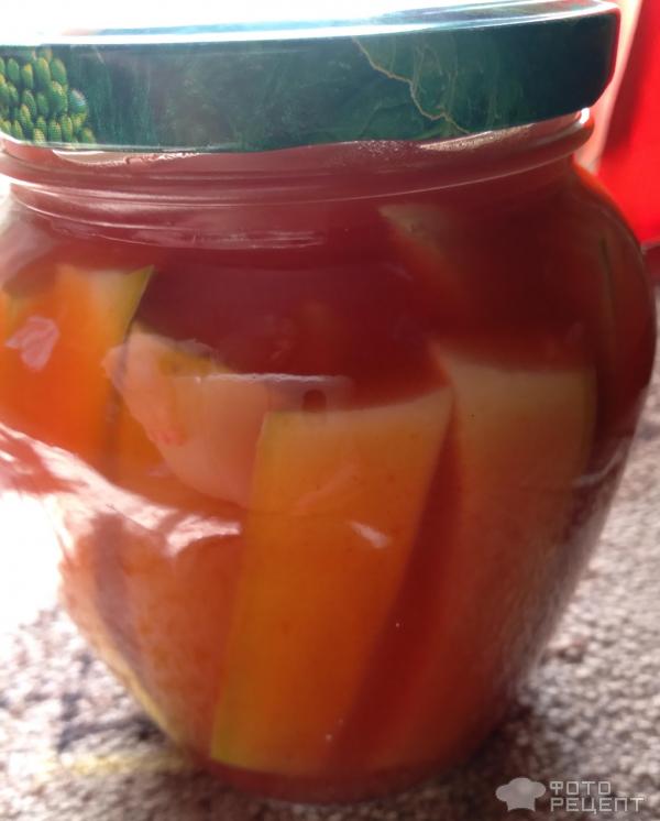 Кабачки-палочки в острой томатной заливке фото