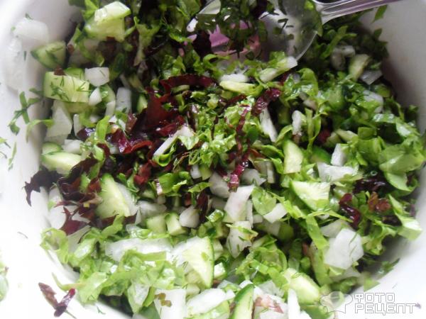 Салат из редиса и листьев салата фото