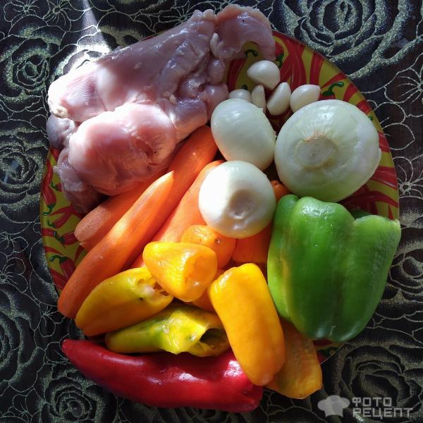 Фунчоза с курицей и овощами фото