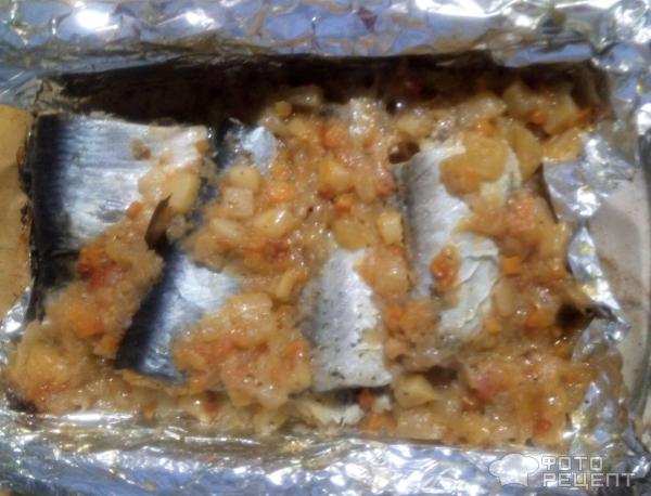 Рыба, запеченная в фольге с тушеными овощами фото