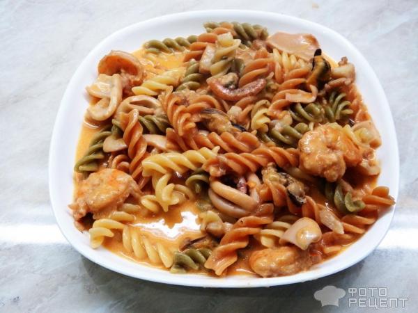 Спагетти с морепродуктами, пошаговый рецепт на 49 ккал, фото, ингредиенты - маруся)))