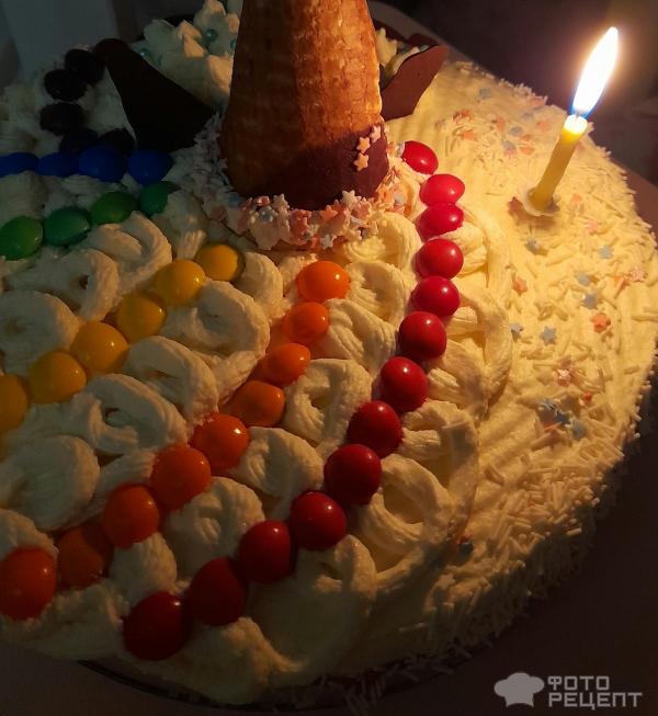 Торт Единорог с малиной и творожным кремом фото