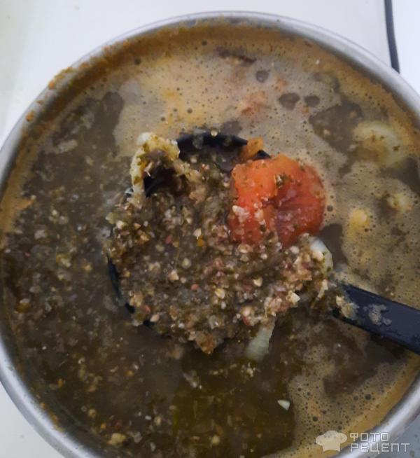 Сытный суп-пюре с геркулесом и шпинатом фото