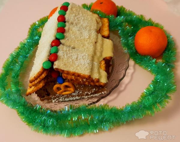 Новогодний торт Зимняя избушка фото