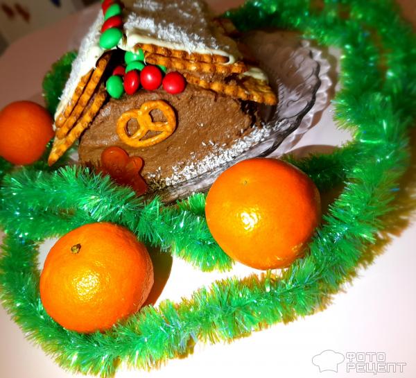 Новогодний торт Зимняя избушка фото