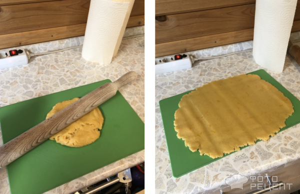 Песочный пирог со сметанной заливкой и яблоком фото