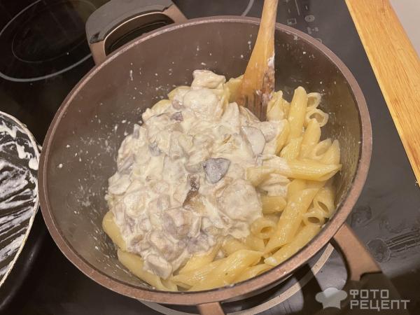 грибы с макаронами в сметанном соусе и смесью итальянских трав, рецепт, способ приготовления, инструкция