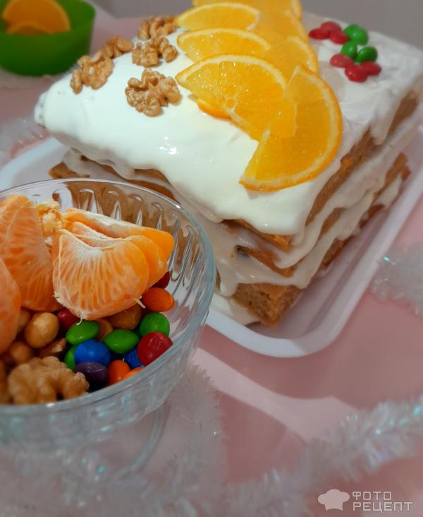 Новогодний пряный торт из тыквы с орехами фото
