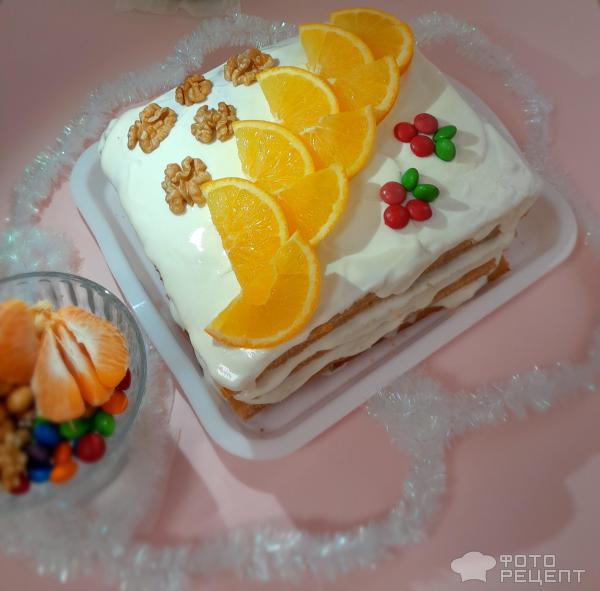 Новогодний пряный торт из тыквы с орехами фото