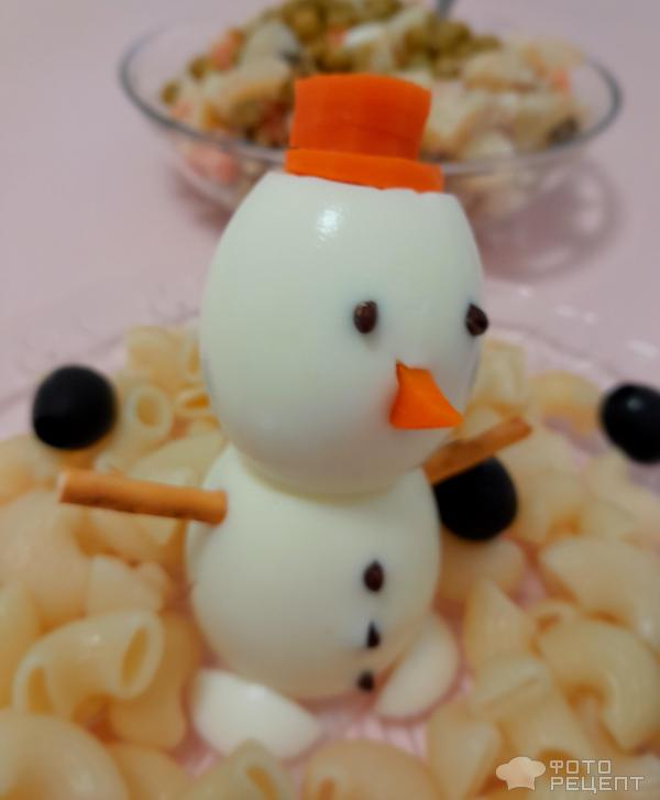 Снеговик из яиц к новогоднему столу фото