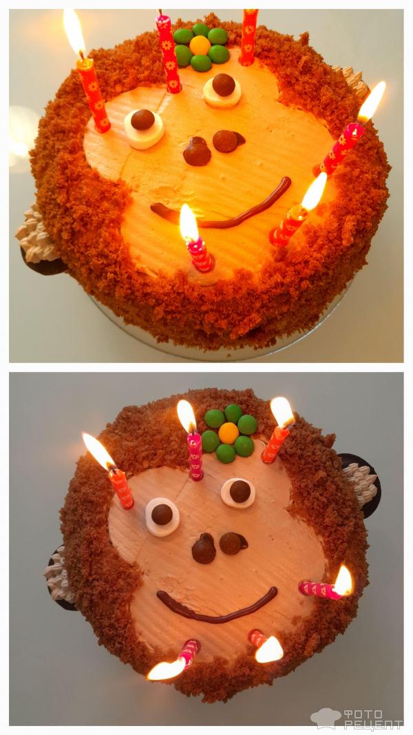 Бананово-шоколадный торт Обезьянка на день рождения девочке фото
