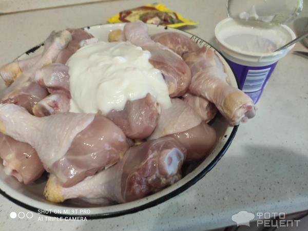 Куриная голень в майонезном соусе запеченная в духовке фото