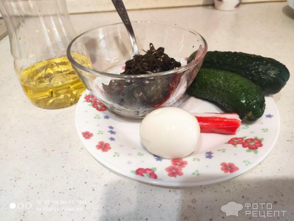Салат морская капуста, яйцо, крабовые палочки Минутка фото