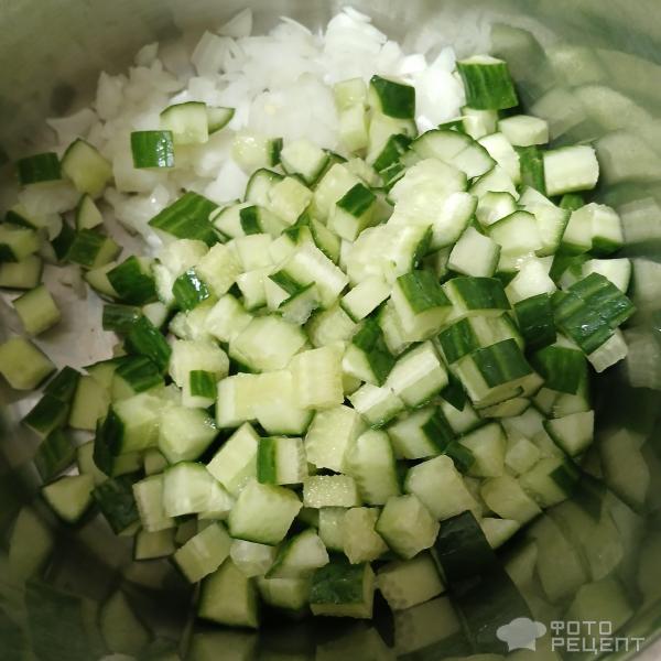 Салат Постный Оливье с грибами и свежими огурцами фото