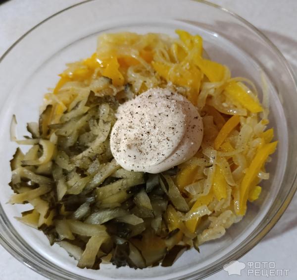 Салат из куриной печени и овощей фото