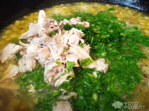 Суп куриный с овощами и зеленью фото